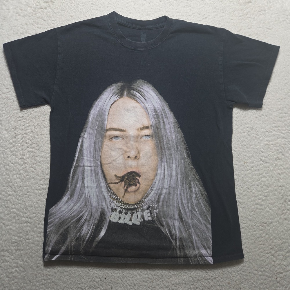 Billie Eilish Tarantula Mouth Adult Black T-Shirt Size Medium Music Merch 2019